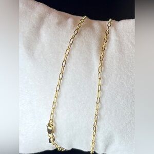 10K Gold Paperclip Necklace 16” 1.6mm Italy Dainty Minimal Layering